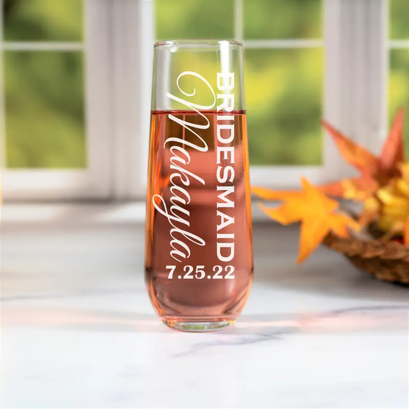 Vertical | Personalized 8.5oz Stemless Champagne Flute