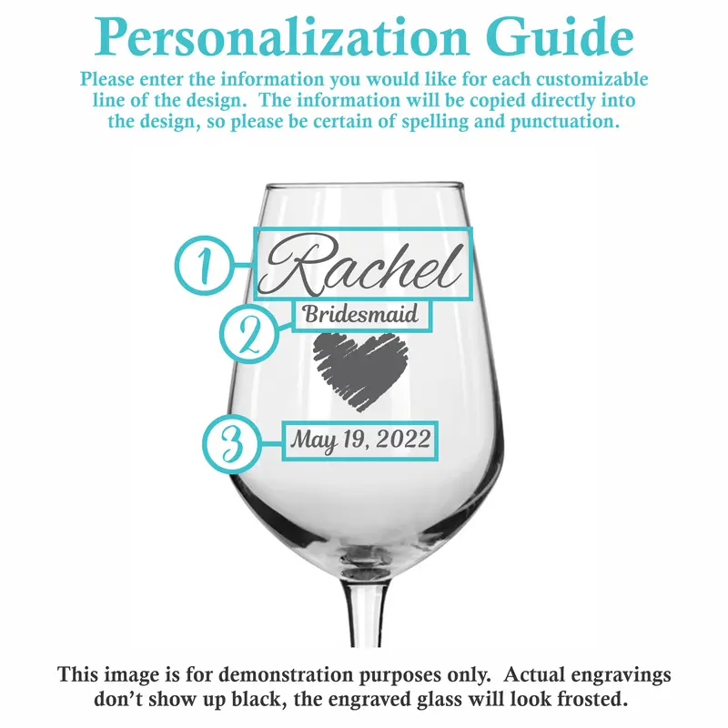 Heart | Personalized 12.5oz Wine Glass