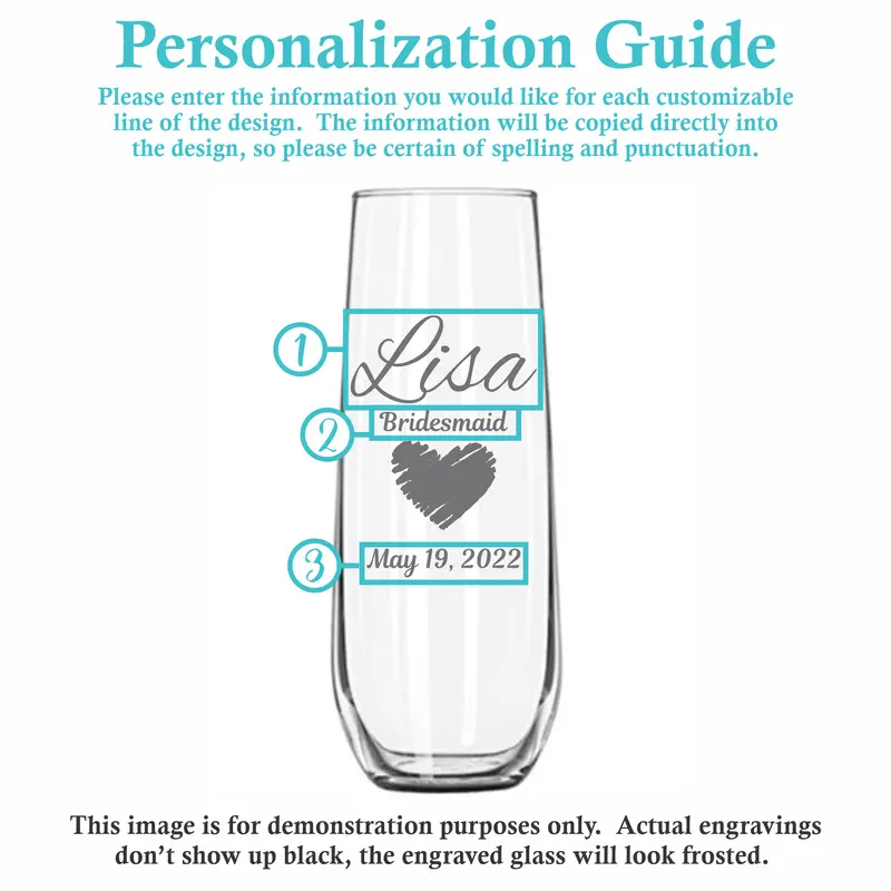 Heart | Personalized 8.5oz Stemless Champagne Flute