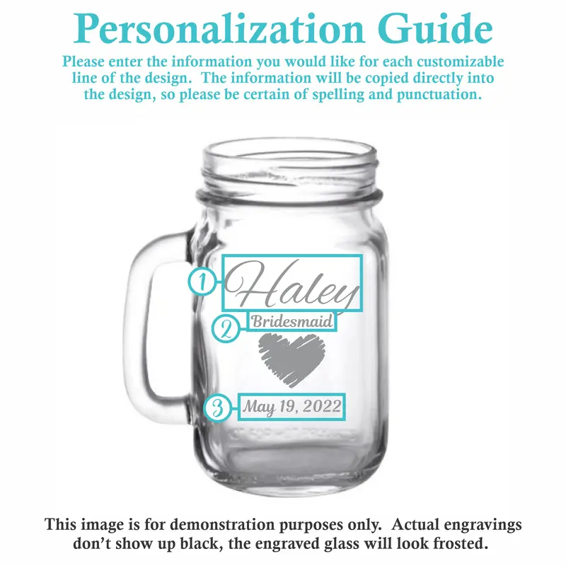 Heart | Personalized 16oz Mason Jar with Handle