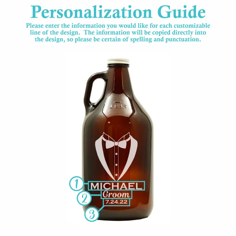 Tuxedo | Personalized 64oz Glass Growler