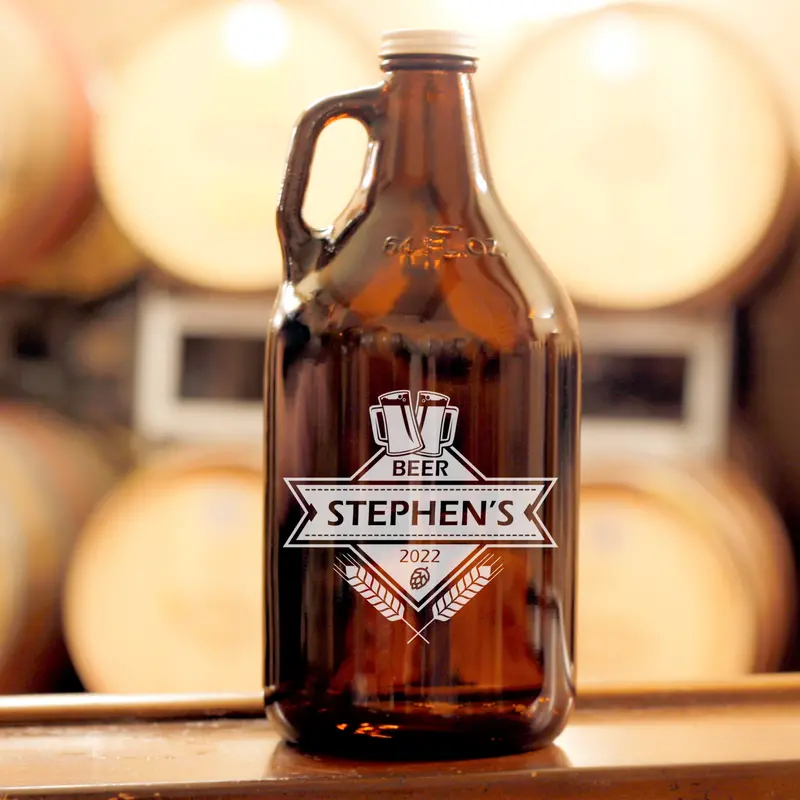 Barley & Hops | Personalized 64oz Glass Growler