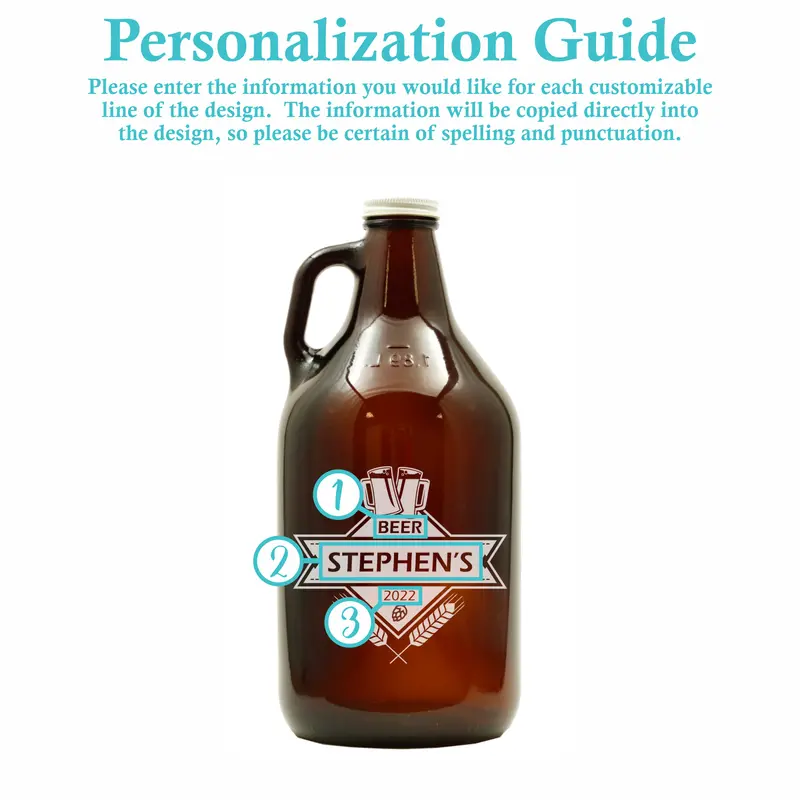 Barley & Hops | Personalized 64oz Glass Growler