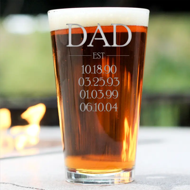 Dad Est | Personalized 16oz Pint Glass