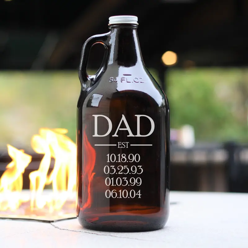 Dad Est | Personalized 64oz Glass Growler