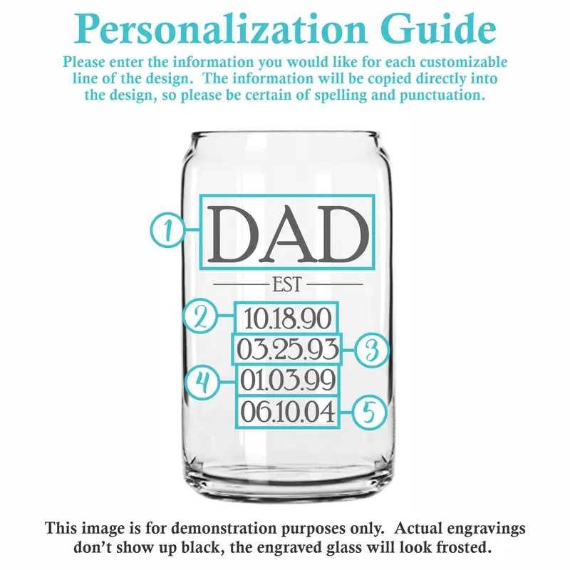Dad Est | Personalized 16oz Beer Can Glass