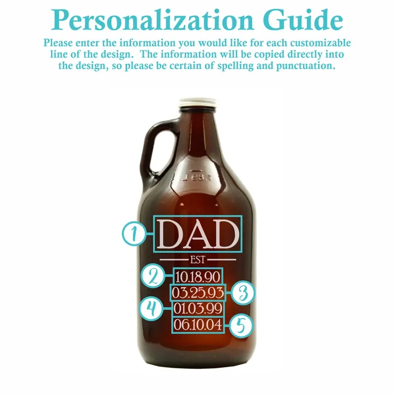 Dad Est | Personalized 64oz Glass Growler
