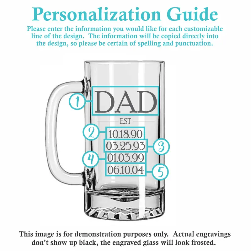 Dad Est | Personalized 16oz Beer Mug