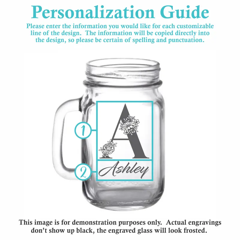 Elegance | Personalized 16oz Mason Jar with Handle