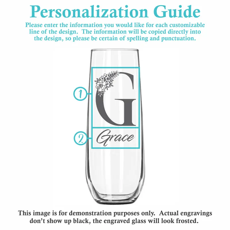 Elegance | Personalized 8.5oz Stemless Champagne Flute