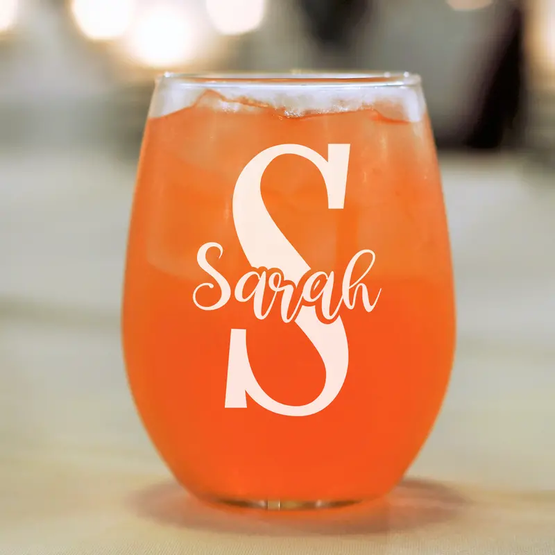 Magical Monogram | Personalized 15oz Stemless Wine Glass