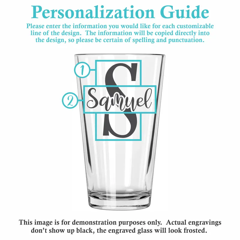 Magical Monogram | Personalized 16oz Pint Glass