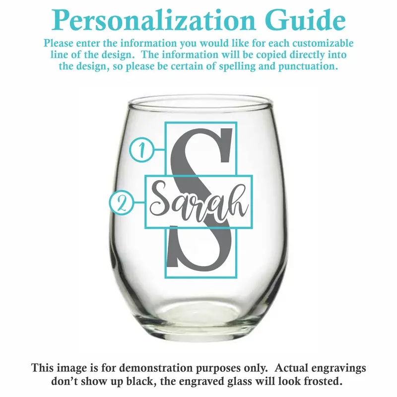 Magical Monogram | Personalized 15oz Stemless Wine Glass