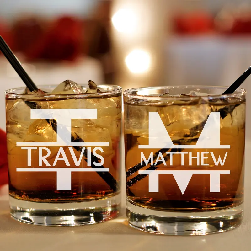 Split Monogram | Personalized 11oz Whiskey Glass
