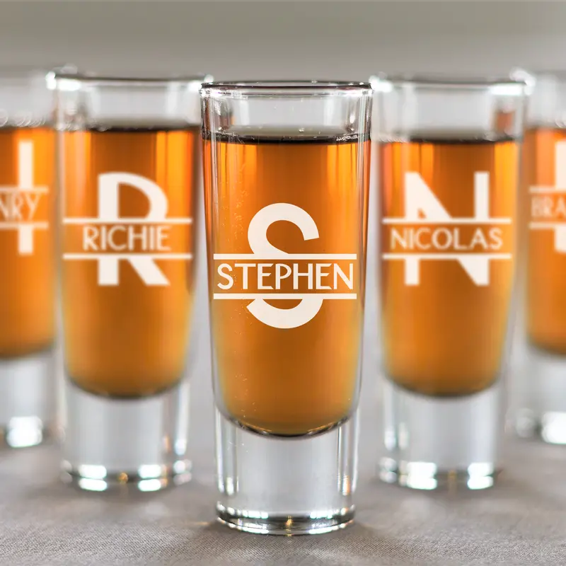 Split Monogram | Personalized 2oz Tall Shot Glass