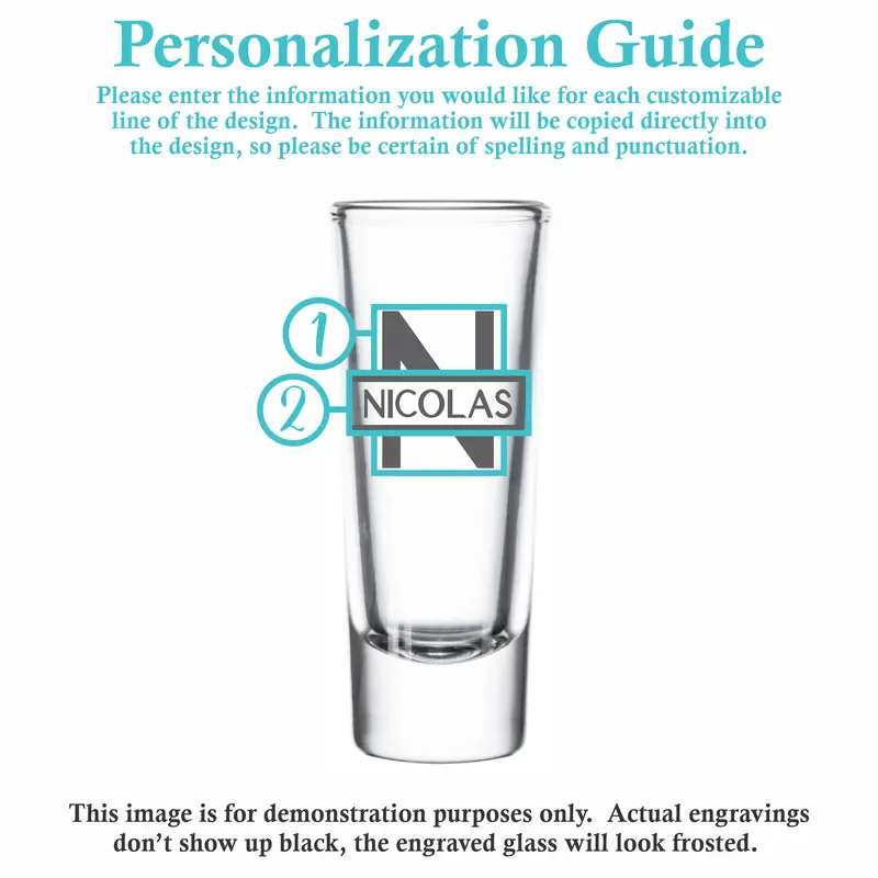 Split Monogram | Personalized 2oz Tall Shot Glass