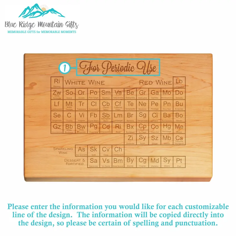 Periodic Wine Table | Personalized Engraved Cutting Board