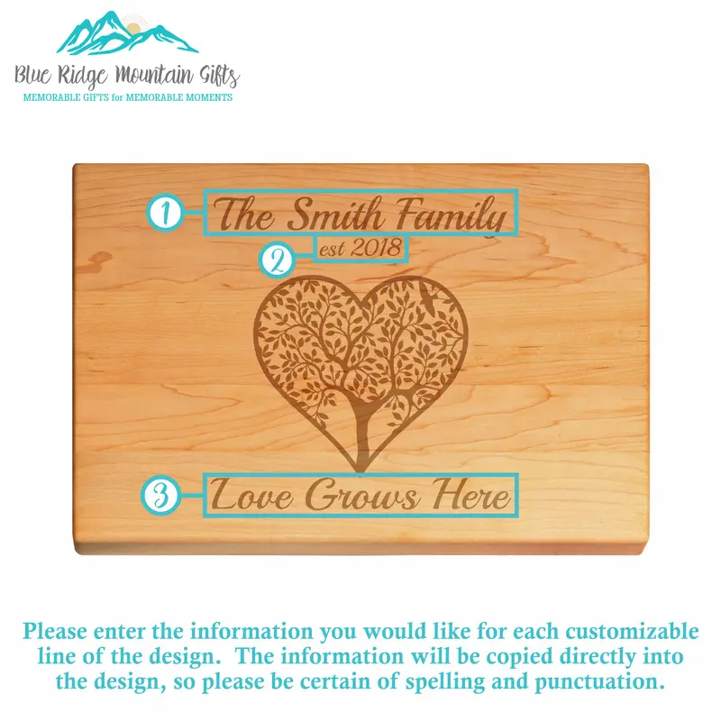 Love Grows Here | Personalized Engraved Cutting Board