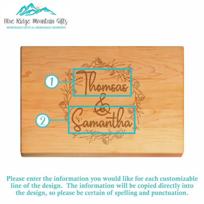 Roses Bloom | Personalized Engraved Cutting Board