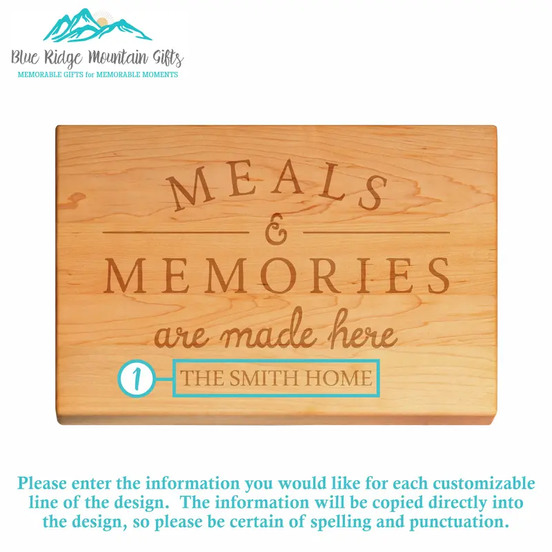 Meals & Memories | Personalized Engraved Cutting Board