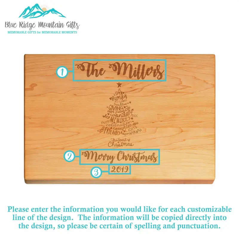 Family Christmas Tree | Personalized Engraved Cutting Board