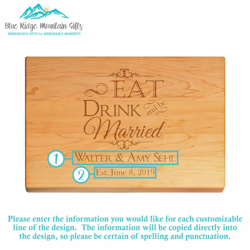 Eat Drink And Be Married | Personalized Engraved Cutting Board