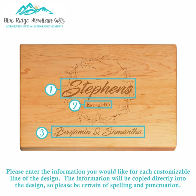 Wreath | Personalized Engraved Cutting Board