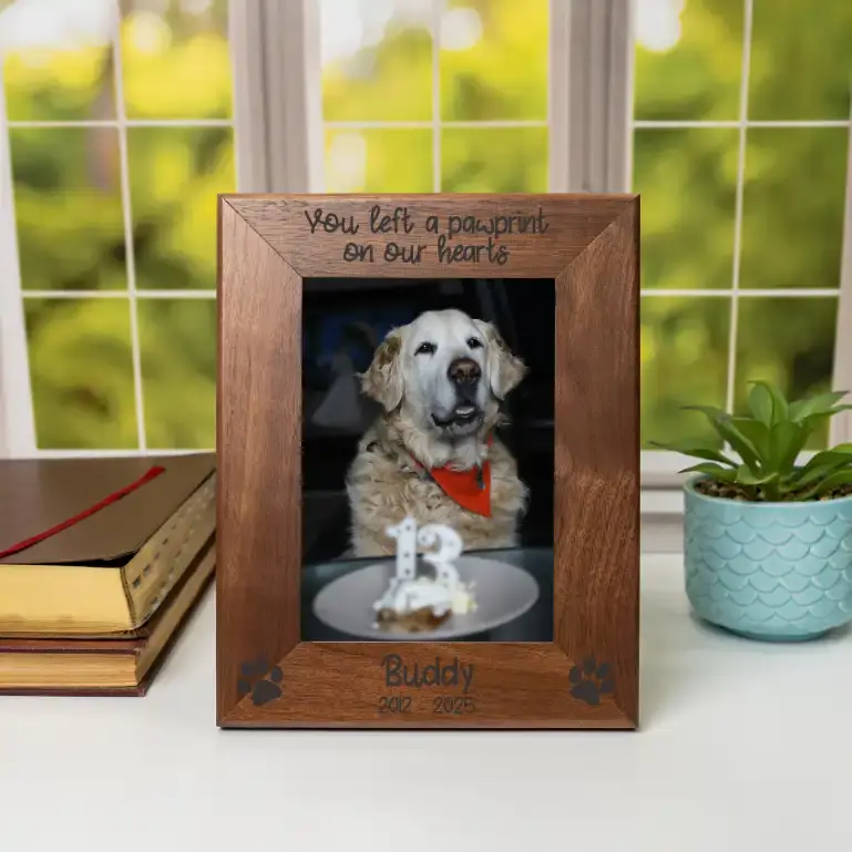 Pet Memorial - Pawprints | Personalized Engraved Wood Picture Frame
