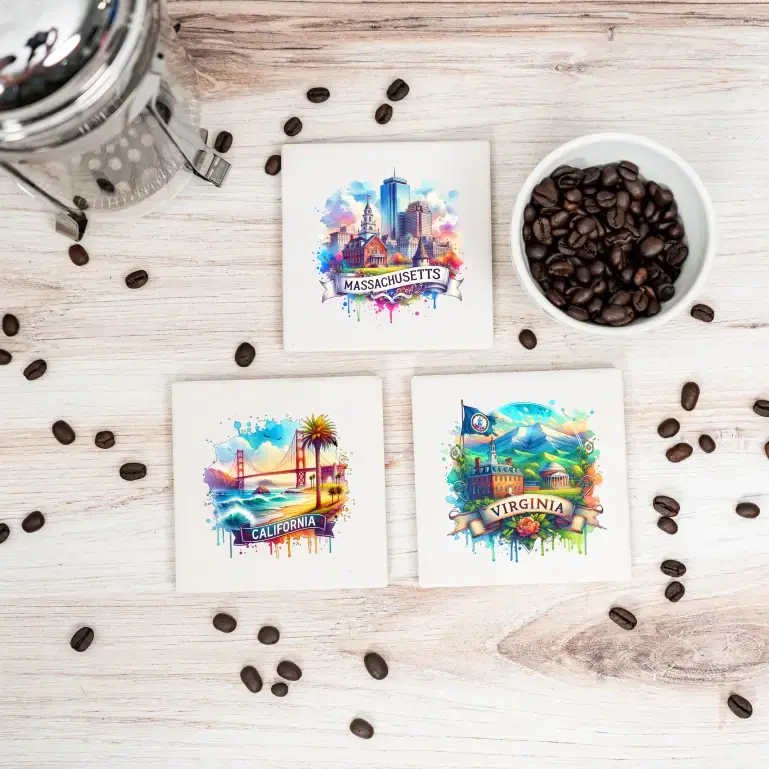 Watercolor States | Ceramic Coasters