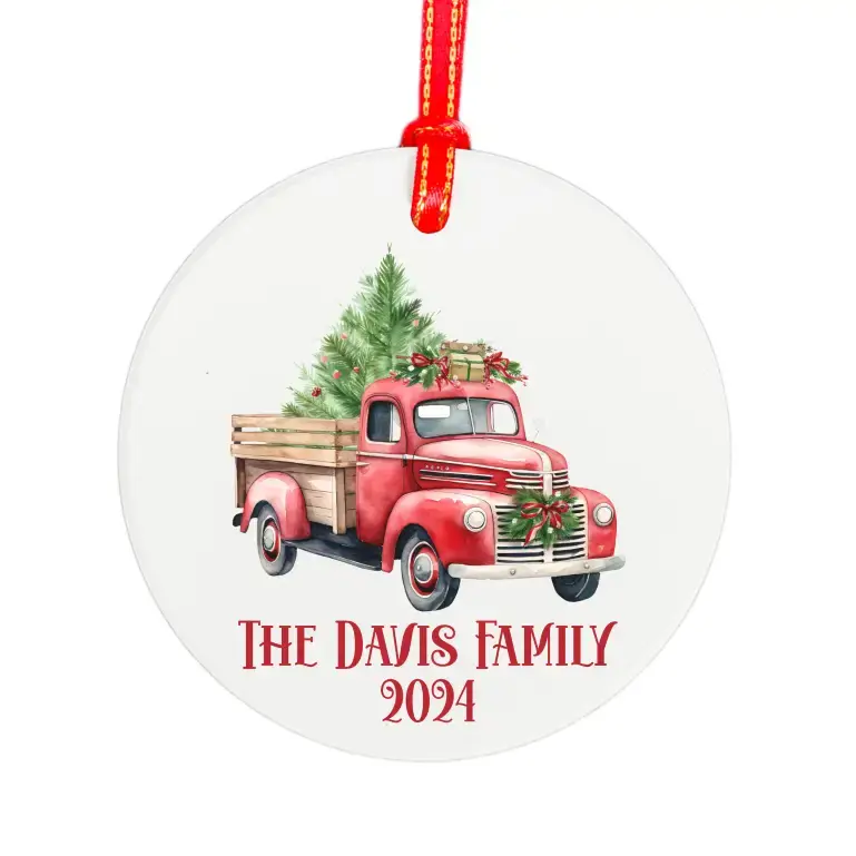 Classic Christmas Truck | Ceramic Tree Ornament