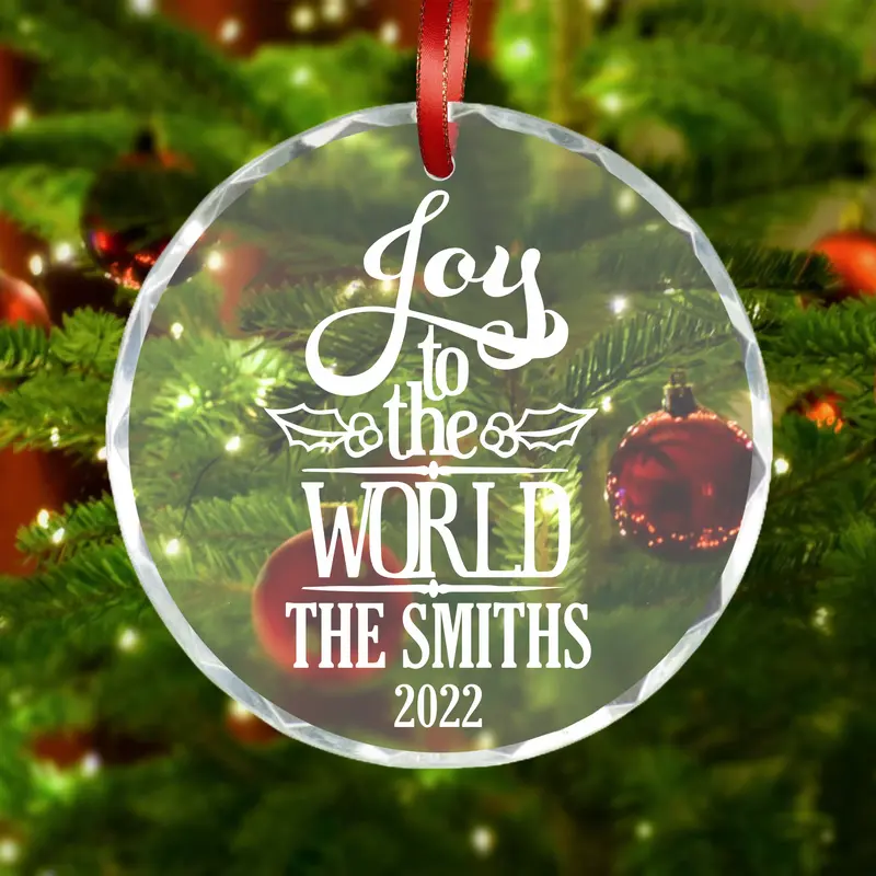 Joy to the World | Personalized Crystal Ornament