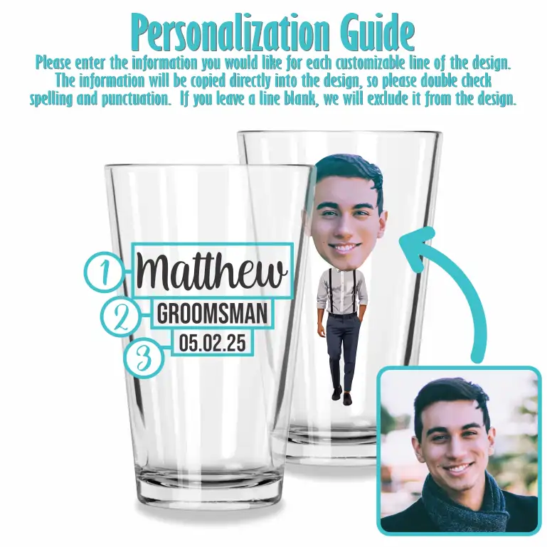 Big Head Wedding | 16oz Pint Glass